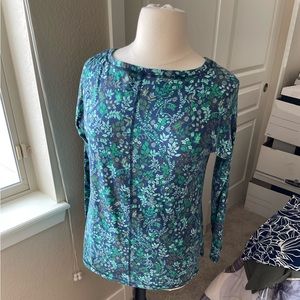 T by Talbots Green and Blue Floral Tunic